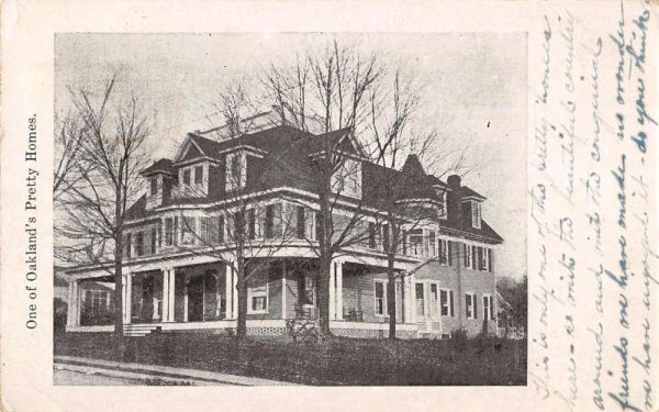 Oakland Maryland birds eye view showing private residence antique pc BB468