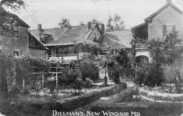 New Windsor Maryland birds eye view showing Dielman's antique pc BB475