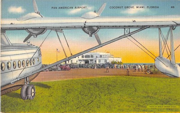 Miami Florida Pan-American Airport Cocnut Grove linen antique pc BB480