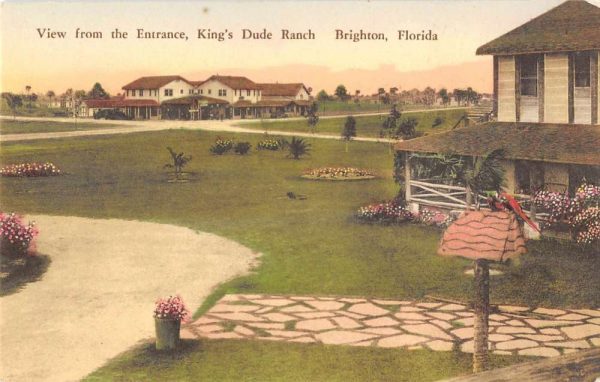 Brighton Florida view of King's Dude Ranch hand-colored antique pc BB531