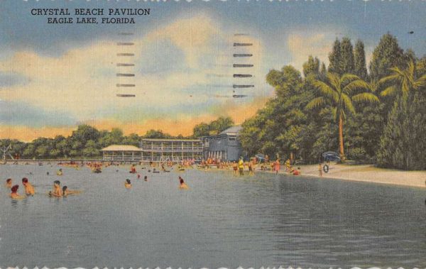Eagle Lake Florida bathers at Crystal Beach Pavilion linen antique pc BB570