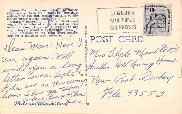Marysville California view of D Street business area linen antique pc BB599 - Image 2