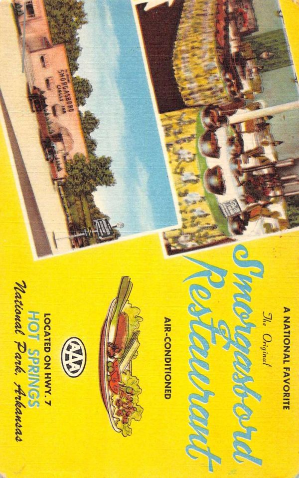 Hot Springs Nat'l Park Arkansas Smorgasboard Restaurant antique pc BB631