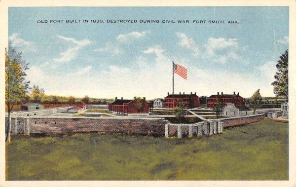 Fort Smith Arkansas old fort built 1830 destroyed Civil War antique pc BB649