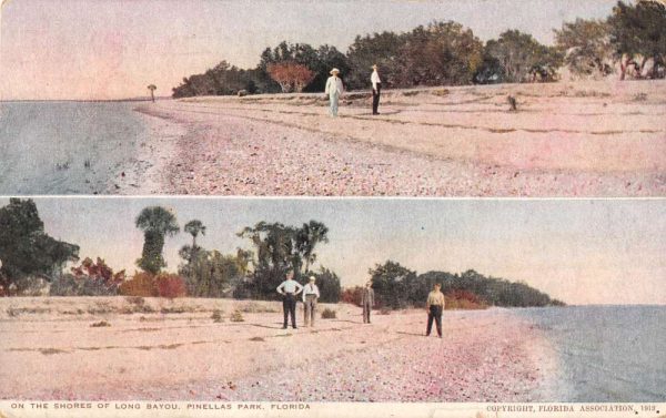 Pinellas Park Florida birds eye view shores of Long Bayou antique pc BB670