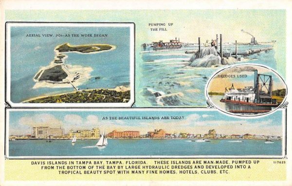 Tampa Florida scenic views around Davis Islands antique pc BB677