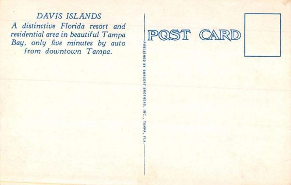 Tampa Florida scenic views around Davis Islands antique pc BB677 - Image 2