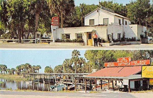 Okeechobee City Florida views of J&S Fishing Camp and Cottages vintage pc BB697