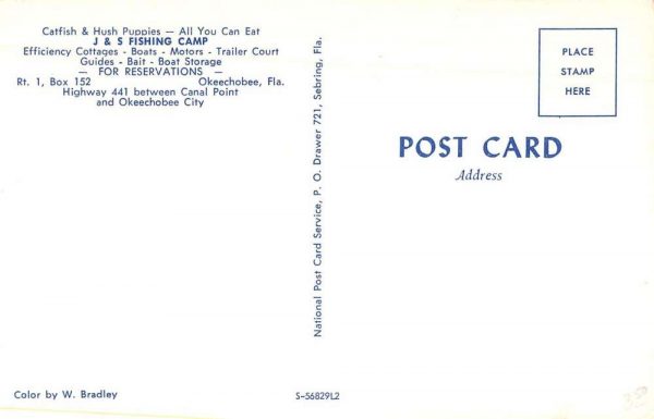 Okeechobee City Florida views of J&S Fishing Camp and Cottages vintage pc BB697 - Image 2