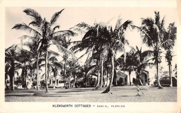 Dania Florida birds eye view Klendworth Cottages real photo pc BB714