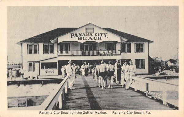 Panama City Florida birds eye view beach on the Gulf of Mexico antique pc BB719