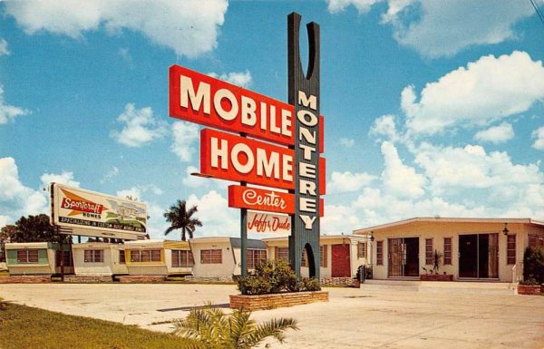 Bradenton Florida birds eye view Monterey Mobile Home Ctr vintage pc BB720