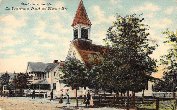 Bradenton Florida view of The Presbyterian Church antique pc BB722