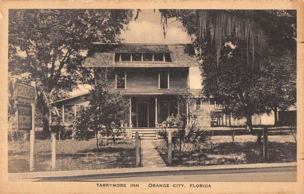 Orange City Florida birds eye view Tarrymore Inn antique pc BB739