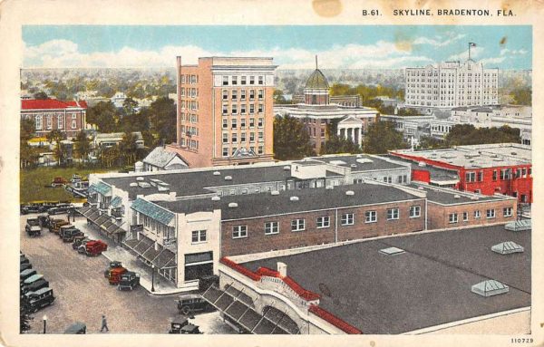 Bradenton Florida panoramic aerial view showing skyline antique pc BB749