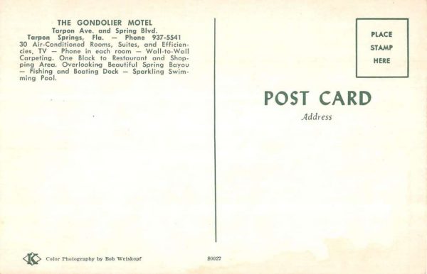 Tarpon Springs Florida multi-views The Gondolier Motel vintage pc BB760 - Image 2