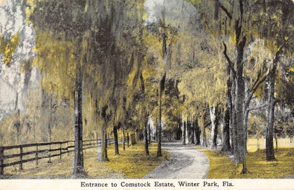 Winter Park Florida birds eye view entrance to Comstock Estate antique pc BB764