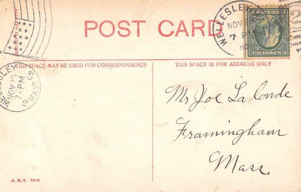 Wellesley Massachusetts The Square Trolley Vintage Postcard AA923 - Image 2