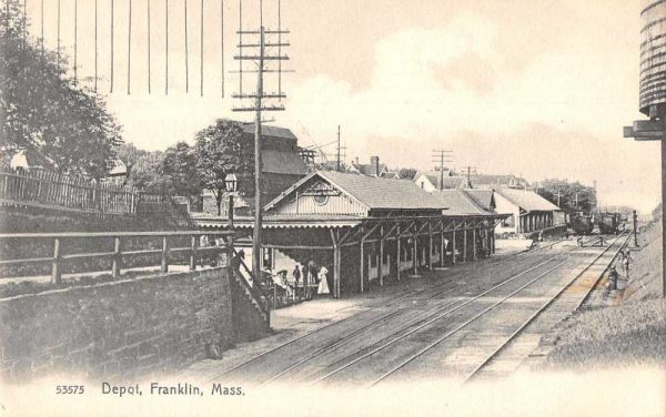 Franklin Massachusetts Train Station Railroad Depot Vintage Postcard AA928