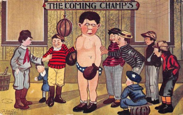 "The Comping Champs" Boxer Sports Artist Signed Vintage Postcard AA1163