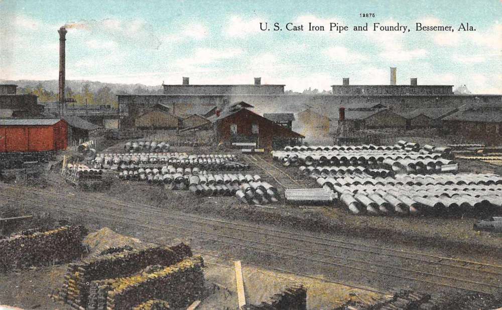 Bessemer Alabama Cast Iron Pipe and Foundry Factory Vintage Postcard
