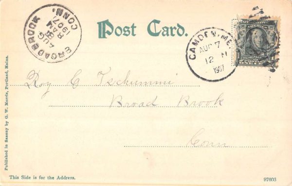 Camden Maine Light House Negro Island vintage pc CC371 - Image 2