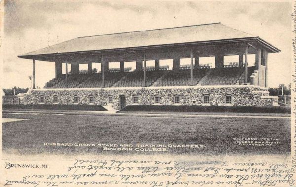 Brunswick Maine Hubbard Grand Stand & Training Bowdon College vintage pc CC375