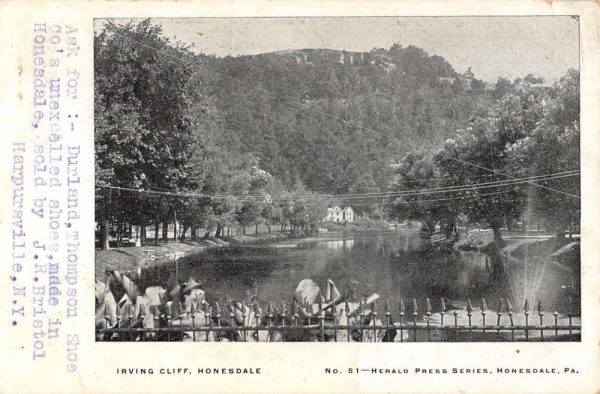 Honesdale Pennsylvania birds-eye view Irving Cliff vintage pc CC402