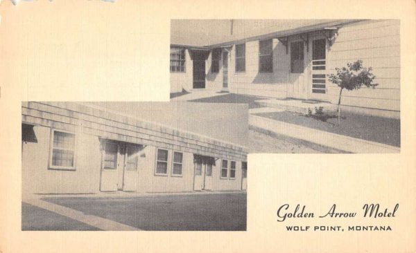 Wolf Point Montana multi-view exterior Golden Arrow Motel vintage pc CC422
