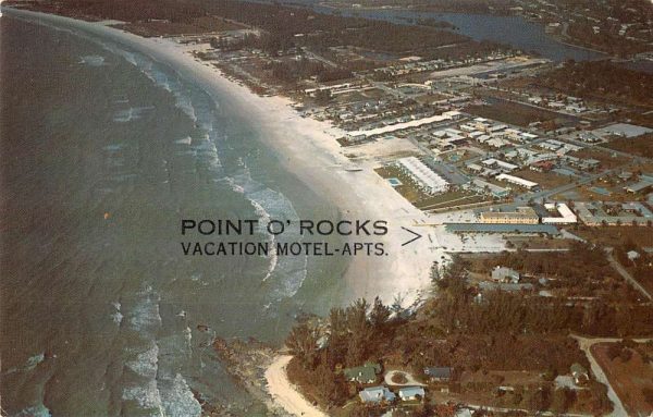 Sarasota Florida aerial view Point O' Rocks Motel-Apts. vintage pc CC423