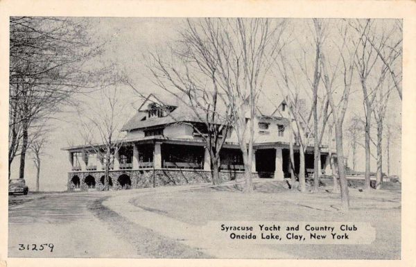 Clay New York birds-eye view Syracuse Yacht and Country Club vintage pc CC456