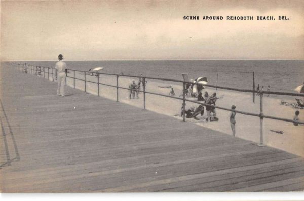 Rehoboth Beach Delaware boardwalk and beach Rehoboth Beach vintage pc CC461
