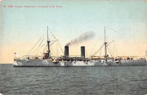 Armada Argentina Crucero 9 de Yulio Military Battleship Vintage Postcard AA1255