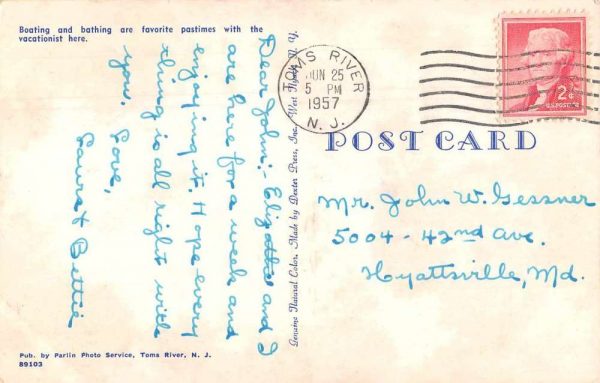 Toms River New Jersey Island Beach Boating Vintage Postcard AA1348 - Image 2