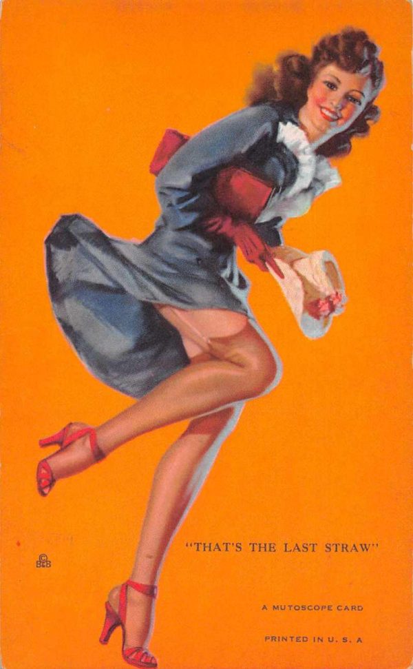 Pin-Up Girl "That's the Last Straw" Mutoscope Vintage Arcade Card AA1441