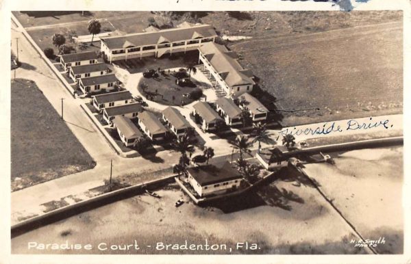 Bradenton Florida aerial view Paradise Court real photo pc BB1032