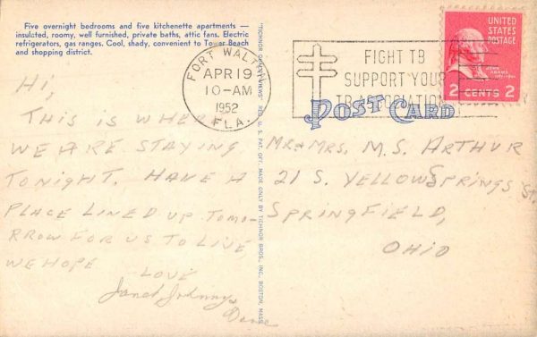 Fort Walton Florida birds-eye view Camellia Motor Court vintage pc CC670 - Image 2