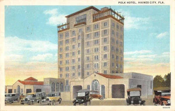 Haines City Florida birds-eye view Polk Hotel vintage pc CC679
