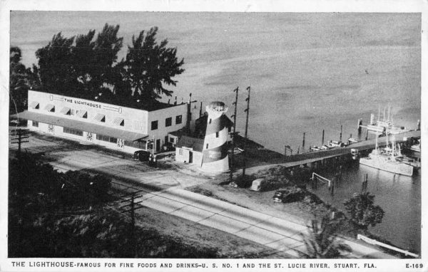 Stuart Florida aerial view The Lighthouse vintage pc CC683