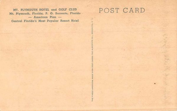 Sorrento Florida aerial view Mt. plymouth Hotel & Golf Club vintage pc CC686 - Image 2
