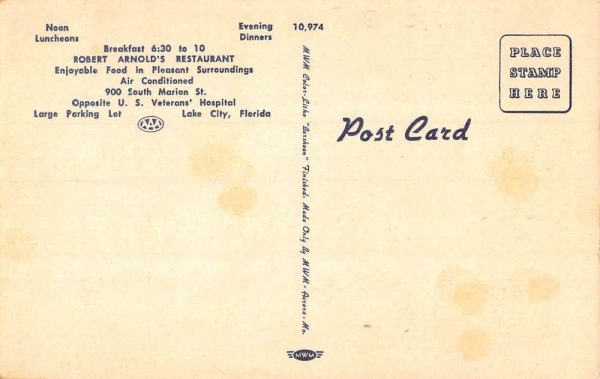 Lake City Florida multi-views Robert Arnold's Restaurant vintage pc CC691 - Image 2
