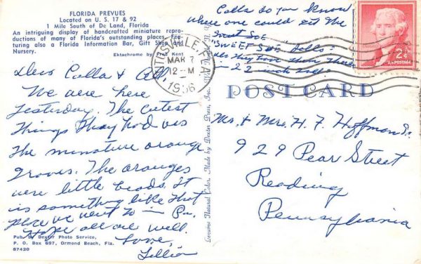 De Land Florida view from street Florida Prevues vintage pc CC694 - Image 2