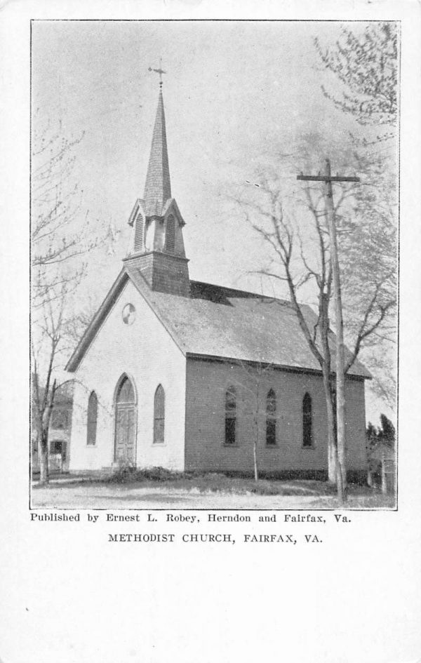 Fairfax Virginia view from street Methodist Church vintage pc CC710