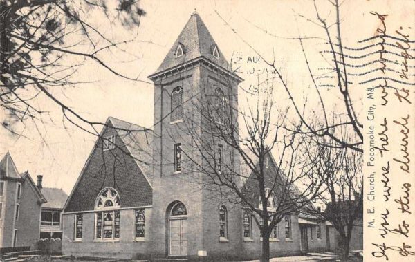 Pocomoke City Maryland ME Church Exterior Vintage Postcard AA1684