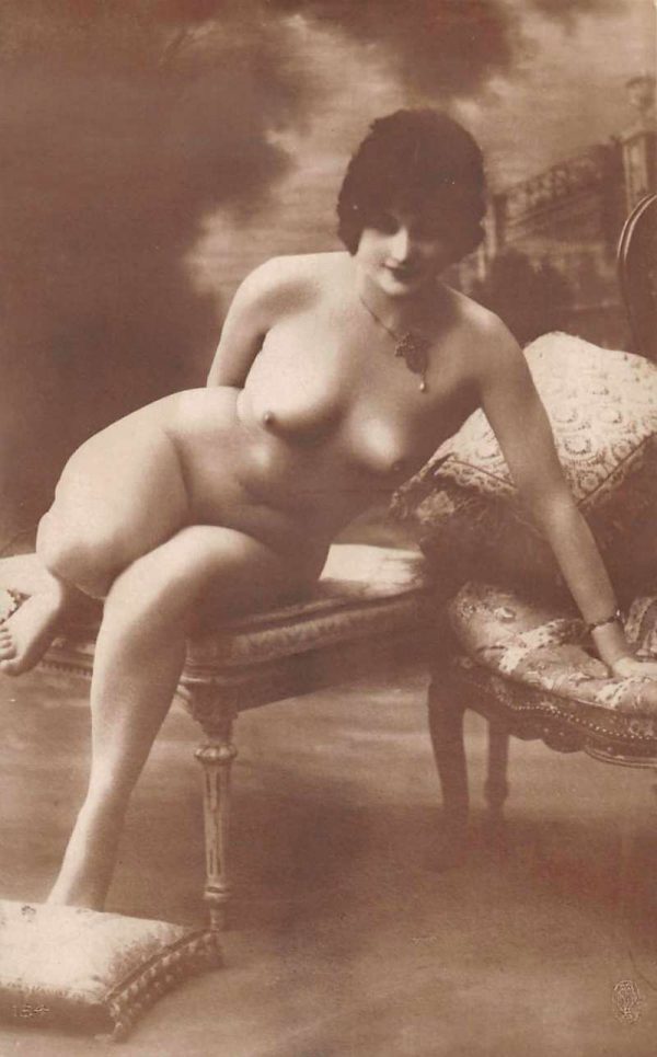 Nude Woman on Chair Real Photo Vintage Postcard AA1687