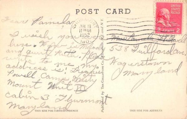 Thurmont Maryland Girl Scout Camp Misty Mount Swimming Pool Postcard AA1699 - Image 2