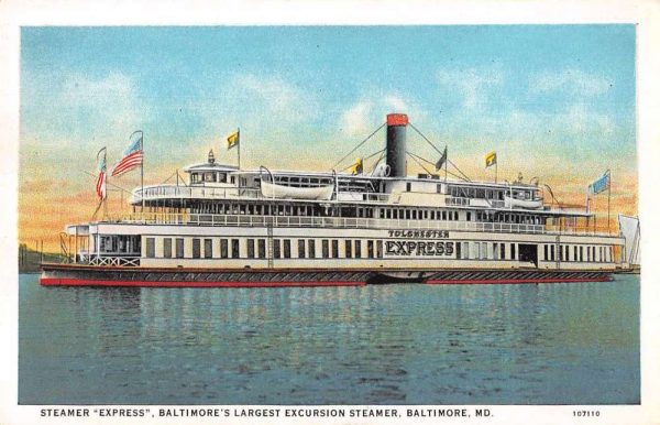 Baltimore Maryland Tolchester Express Steamer Vintage Postcard AA1712