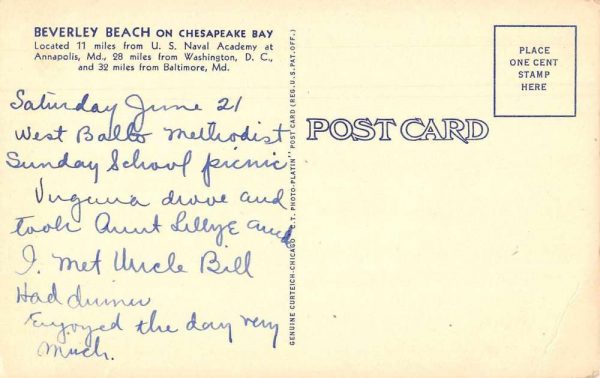 Mayo Maryland Beverley Beach on Chesapeake Bay Vintage Postcard AA1756 - Image 2