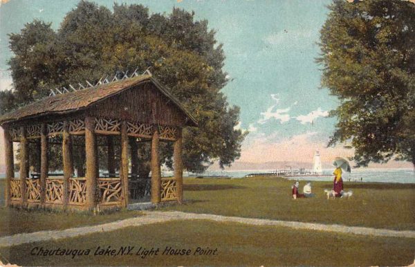 Chautauqua Lake New York Light House Point Scenic View Vintage Postcard AA1767