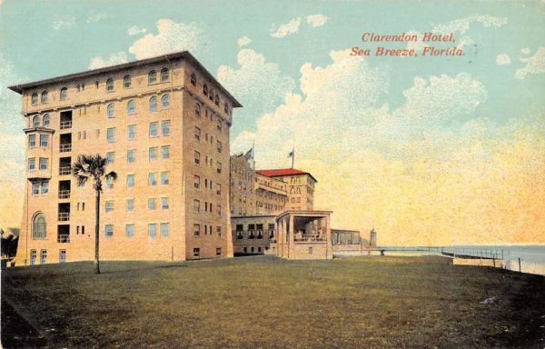 Seabreeze Florida birds-eye view Hotel Clarendon vintage pc CC732